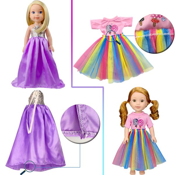 10-Sets Doll-Clothes for American-14-inch-Dolls - Compatible with 14.5-inch-Dolls Handmade Clothes and Outfits Accessories Christmas Birthday Gift for Little Girl - Image 6