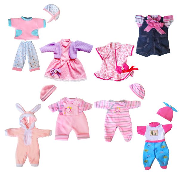 8-Sets Baby-Doll-Clothes for 12 inch Baby Dolls 10-11-12 inch Handmade Clothing Lovely Hat Dress and Outfits Accessories Christmas Birthday for Little Girl - Image 2