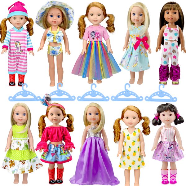 10-Sets Doll-Clothes for American-14-inch-Dolls - Compatible with 14.5-inch-Dolls Handmade Clothes and Outfits Accessories Christmas Birthday Gift for Little Girl