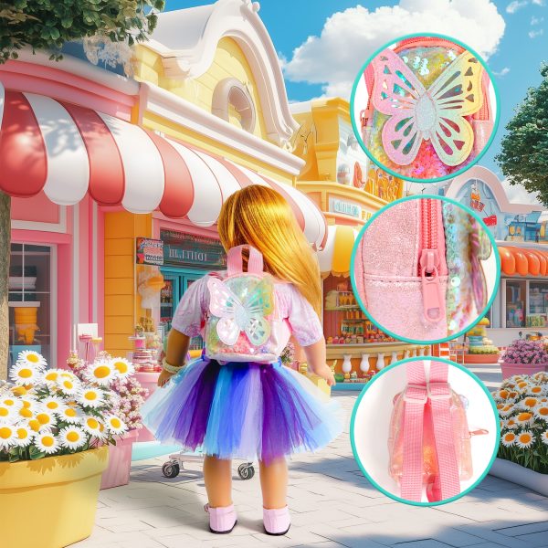 11 Pieces of US 45.72cm Doll Clothes and Accessories Makeup Set Including 45.72cm Doll Clothes Shoes Backpack Comb Hair Band Lipstick Sunglasses Mobile Phone Fit Doll (Doll Not Included) - Image 3