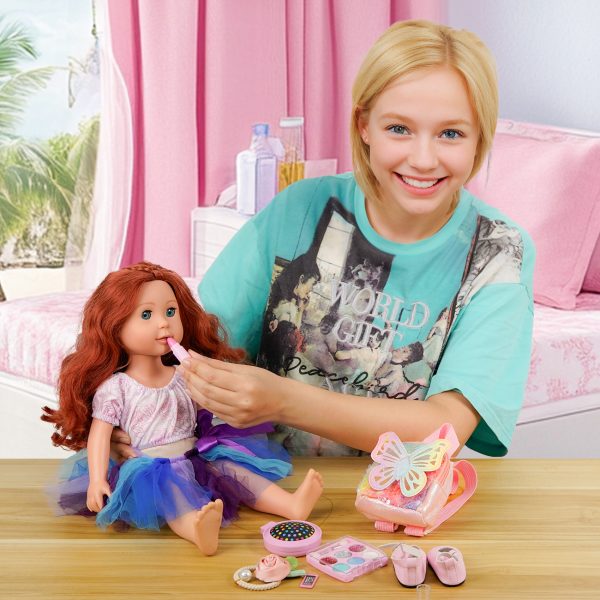 11 Pieces of US 45.72cm Doll Clothes and Accessories Makeup Set Including 45.72cm Doll Clothes Shoes Backpack Comb Hair Band Lipstick Sunglasses Mobile Phone Fit Doll (Doll Not Included) - Image 5