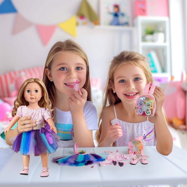 11 Pieces of US 45.72cm Doll Clothes and Accessories Makeup Set Including 45.72cm Doll Clothes Shoes Backpack Comb Hair Band Lipstick Sunglasses Mobile Phone Fit Doll (Doll Not Included) - Image 6